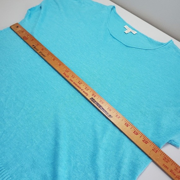 Eileen Fisher Women Linen Knit Top Size PS Short‎ Sleeve Hi-Low Hem Vacation - Picture 8 of 10